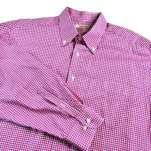 Peter Millar Men's Button Down Pink Gingham XL Regular Fit‎ Collared Long Sleeve